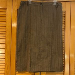 Brown fine striped skirt w back slit 14
